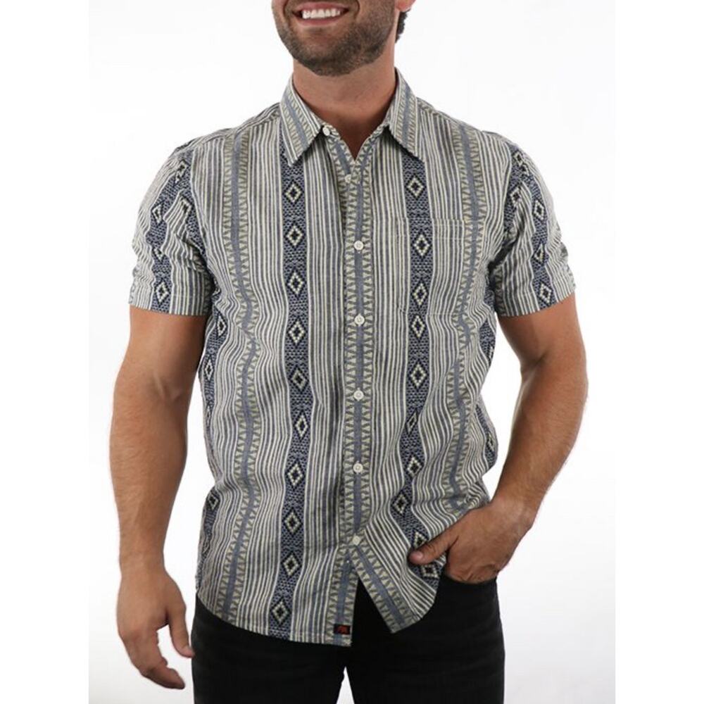 The Normal Brand Button Up Short Sleeve Shirt Freshwater Knit Gateway Sz M, NEW
